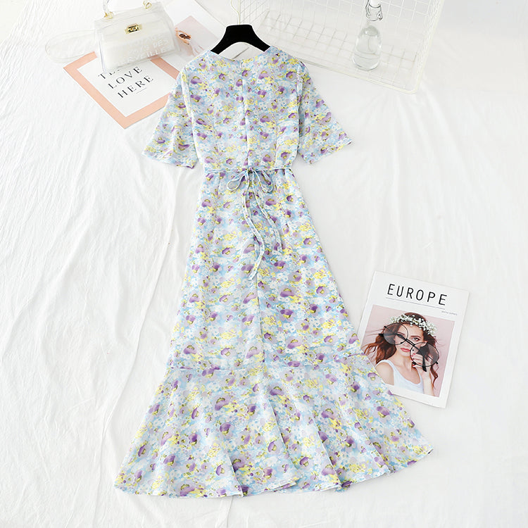 La nouvelle taille est fine. Jupe longue en mousseline de soie, jupe queue de poisson déesse 4612