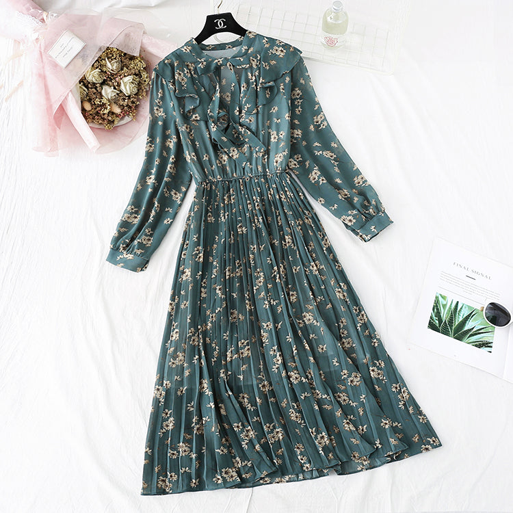 Chiffon-Kleid Faltenrock Französisch Retro Super Fairy 4488