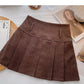 Aging foreign style high waist corduroy A-shaped skirt  5305