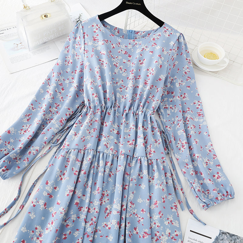 The new waist is slim, retro, gentle wind and snow spinning skirt  4522