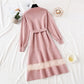 French Vintage skirt bottomed knitted dress  4326