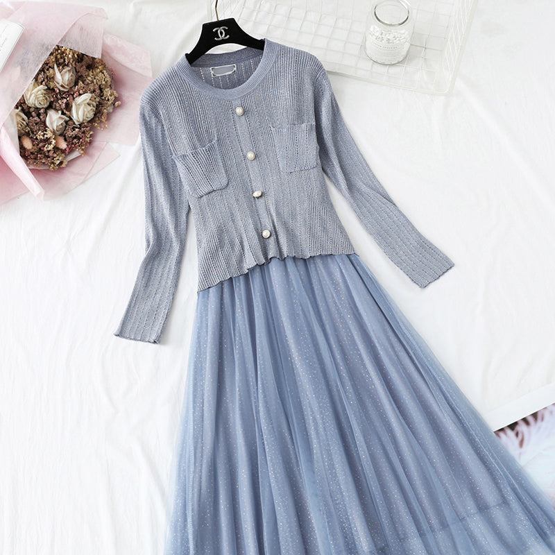 Little fragrant wind fairy suspender bottomed skirt suit  4357