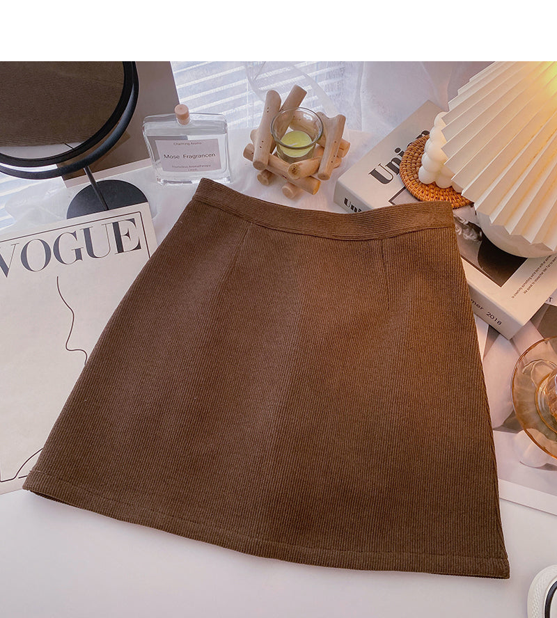 Slim temperament, versatile casual bag hip high waist A-line skirt  5387