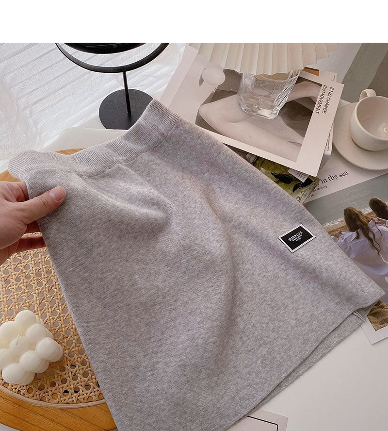 High waist elastic knitted Hip Wrap Skirt  5287