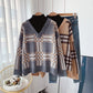 Vintage Plaid half high neck sweater  5033
