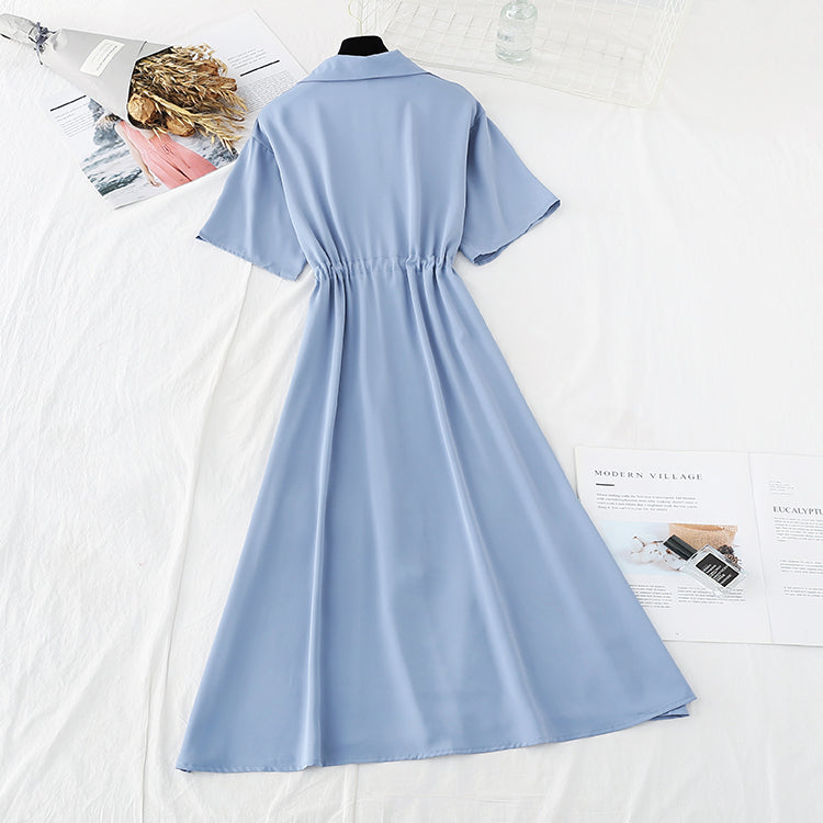 Light mature wind and snow spun dress is slim at the waist  4685