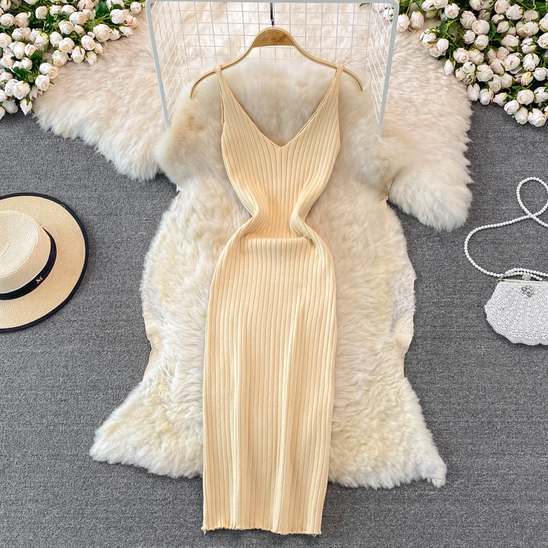 Slim knit suspender dress  3763