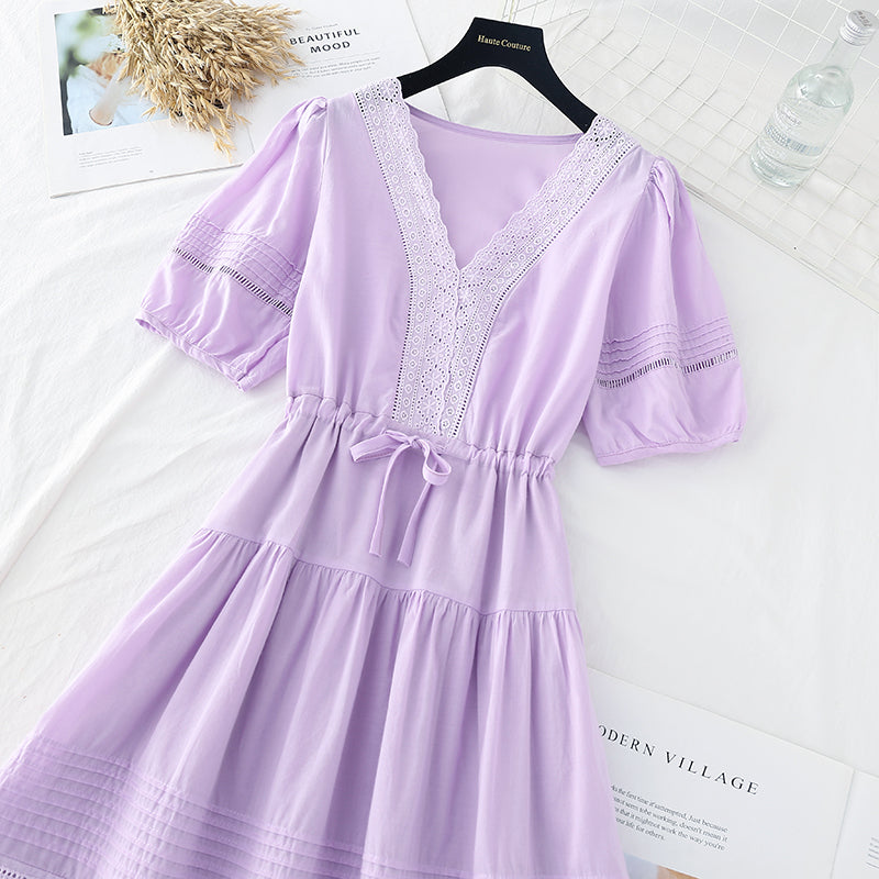 Baumwoll-Leinenrock mit sanftem Wind, schmale Taille, französisches Minderheitenkleid 4186