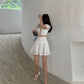 High waist skirt, summer, new style, black pleated skirt and white skirt  3647