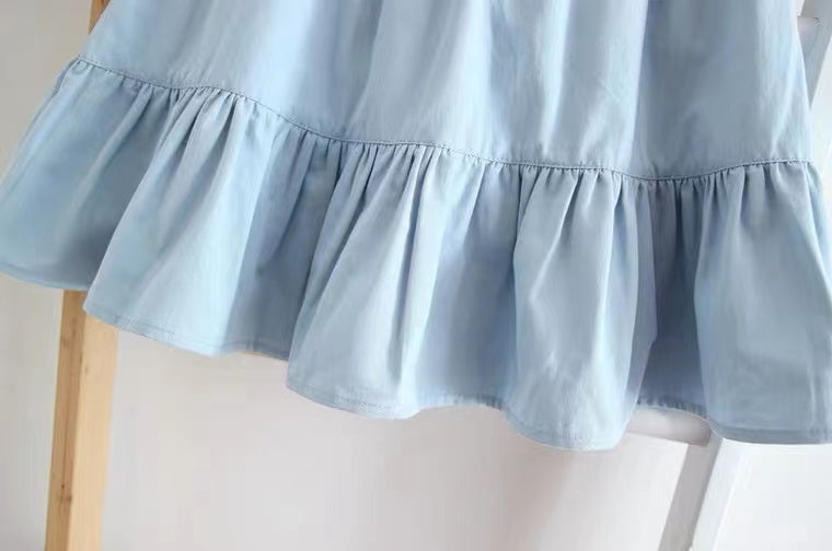 Jupe en coton et lin, jupe plissée taille haute, jupe à volants épissés 3580