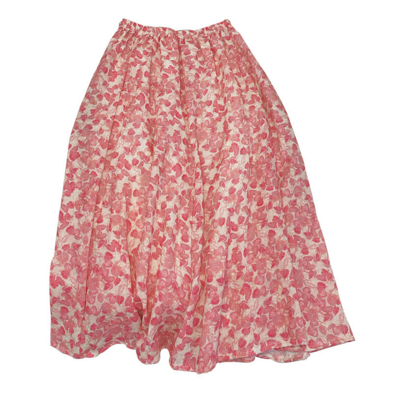 Ramie, leaf floral A-line skirt  3568