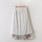 Embroidered large flowers, stylish, sweet mesh midi fairy skirt  3632