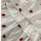 Sweet wind, strawberry embroidery stitching in the long skirt, elastic waist A line big skirt  3618