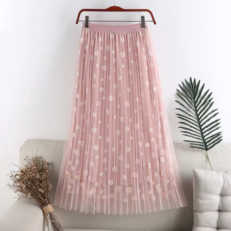 Nouveau style, double maille, jupe trapèze taille haute Daisy, jupe mi-longue 3589