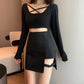 Irregular skirt, spring/summer, new style, high-waisted skirt, black bodycon skirt  3650