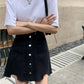 Irregular black skirt, summer, new style, high-waisted A-line skirt  3656