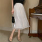 Weißer Midirock, Rock in A-Linie mit hoher Taille 3648