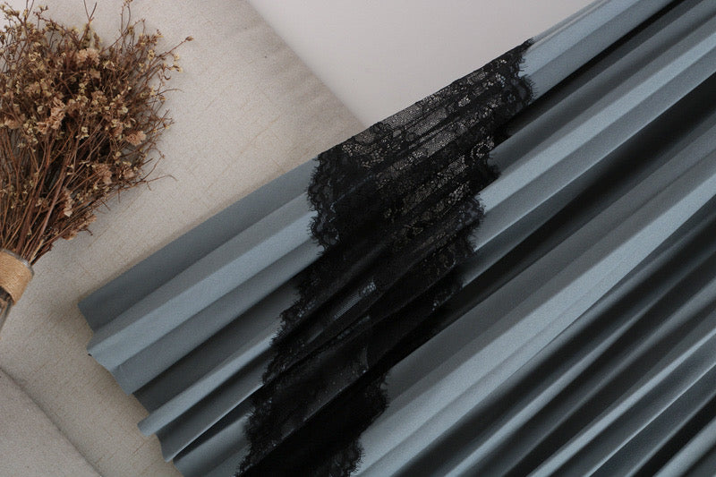 Nouveau style, taille haute, grande balançoire, taille élastique, jupe mi-longue plissée en dentelle épissée 3624