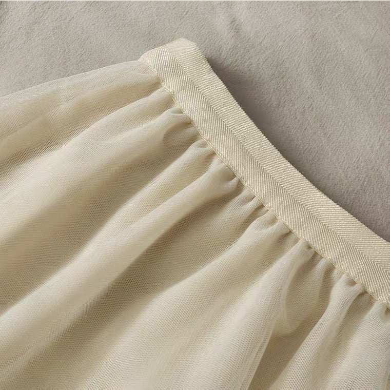 Jupe en dentelle brodée mi-longue taille haute Sweet Wind 3617