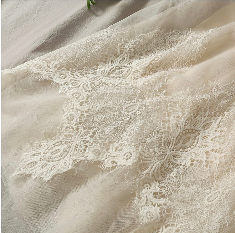 Jupe en dentelle brodée mi-longue taille haute Sweet Wind 3617