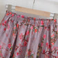 Flower skirt, cotton and linen midi skirt with pocket, purple A-line skirt  3573