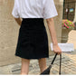 Irregular black skirt, summer, new style, high-waisted A-line skirt  3656