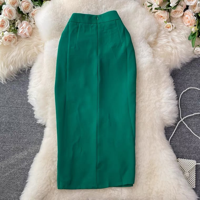 Jupe moulante, classe, slim, polyvalente, plissée, taille haute Jupe moulante trapèze 3532