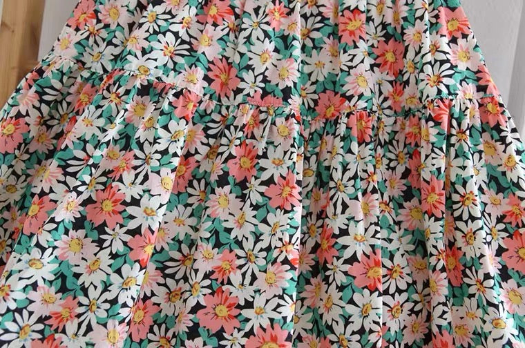 Jupe fleurie printemps et été, jupe parapluie taille haute en coupe A, jupe bouffante de sécurité 3587