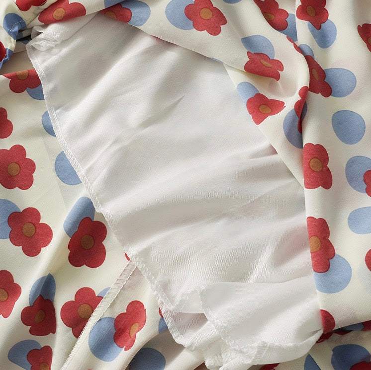 Jupe longue taille haute, imprimé fleuri, coupe trapèze, vent doux 3629