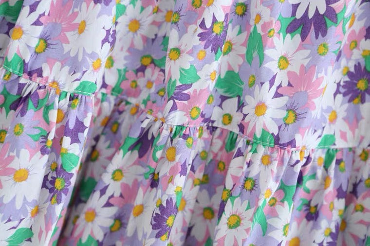 Flowers little fresh skirt, spliced A-line, skirt high waist skirt ,umbrella skirt  3574