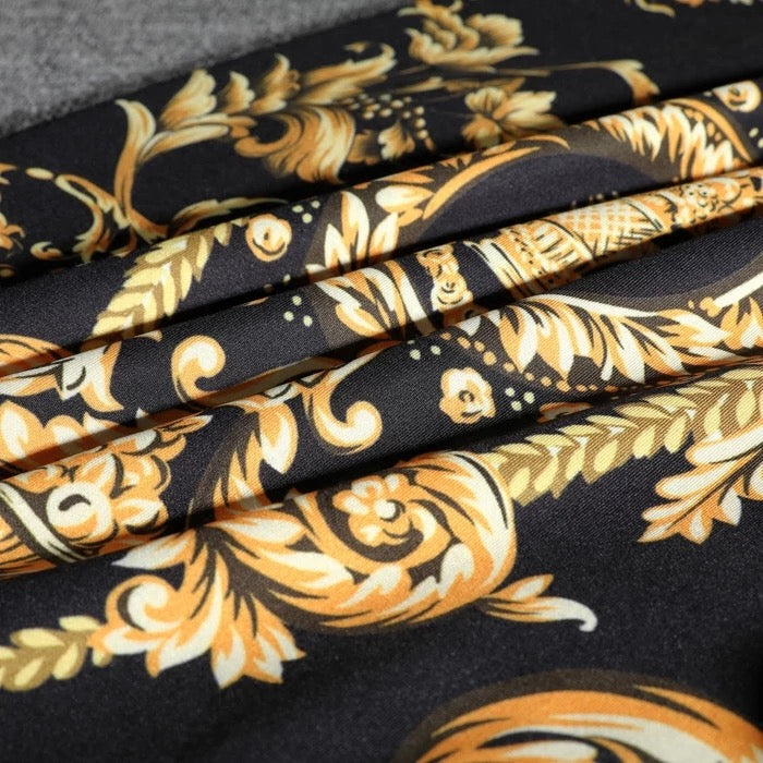 Robe Boydon à imprimé vintage, jupe fendue slim mode femme 3541