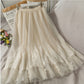 Jupe en dentelle brodée mi-longue taille haute Sweet Wind 3617