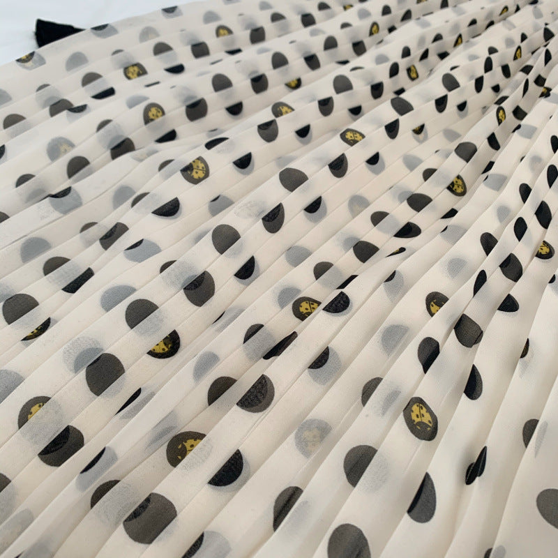 Big dot and small bug printed, new , chiffon pleated skirt  3567