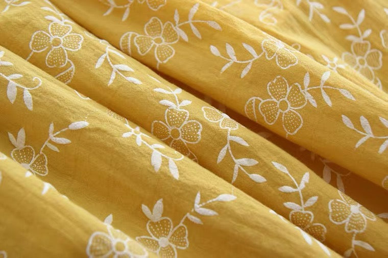 Jupe neuve, personnalisée, en coton et lin, petite jupe brodée à fleurs, tout-aller, art, petite jupe fraîche 3579