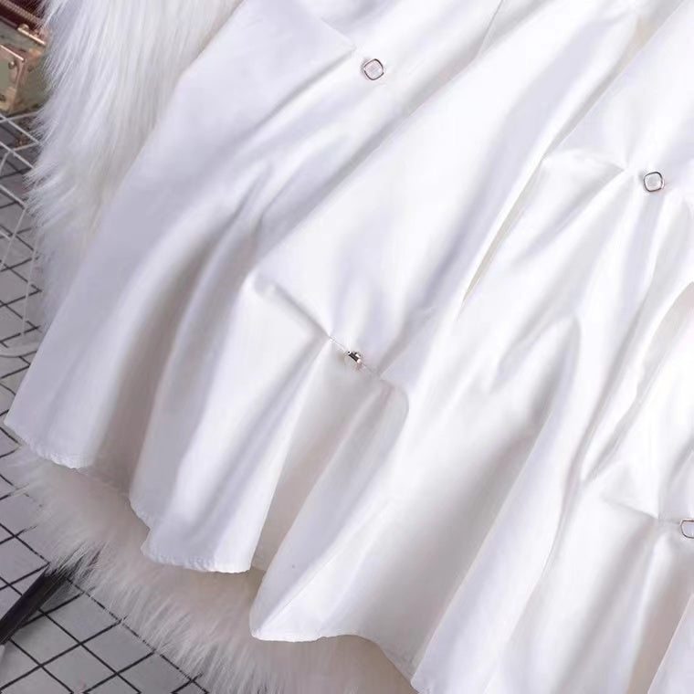 Jupe bouffante perlée, nouvelle, unie noire/blanche, décontractée, jupe ample 3545