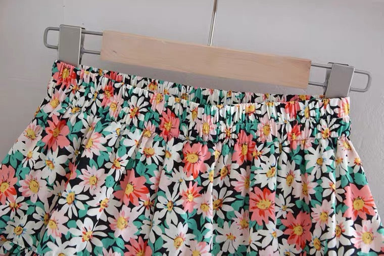 Jupe fleurie printemps et été, jupe parapluie taille haute en coupe A, jupe bouffante de sécurité 3587