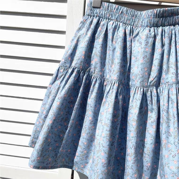 Jupe fleurie taille haute, jupe plissée fraîche, mini jupe courte 3582