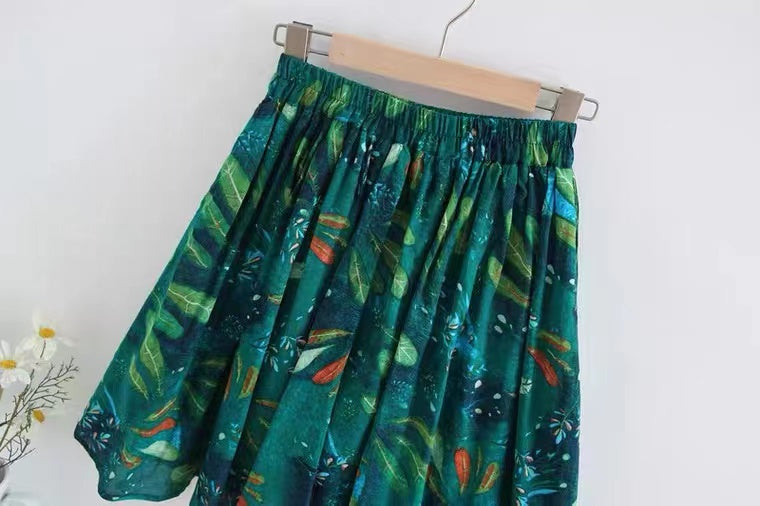 Printemps et été, jupe trapèze, petite jupe fleurie taille haute 3585