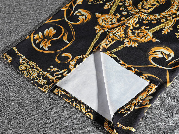 Robe Boydon à imprimé vintage, jupe fendue slim mode femme 3541