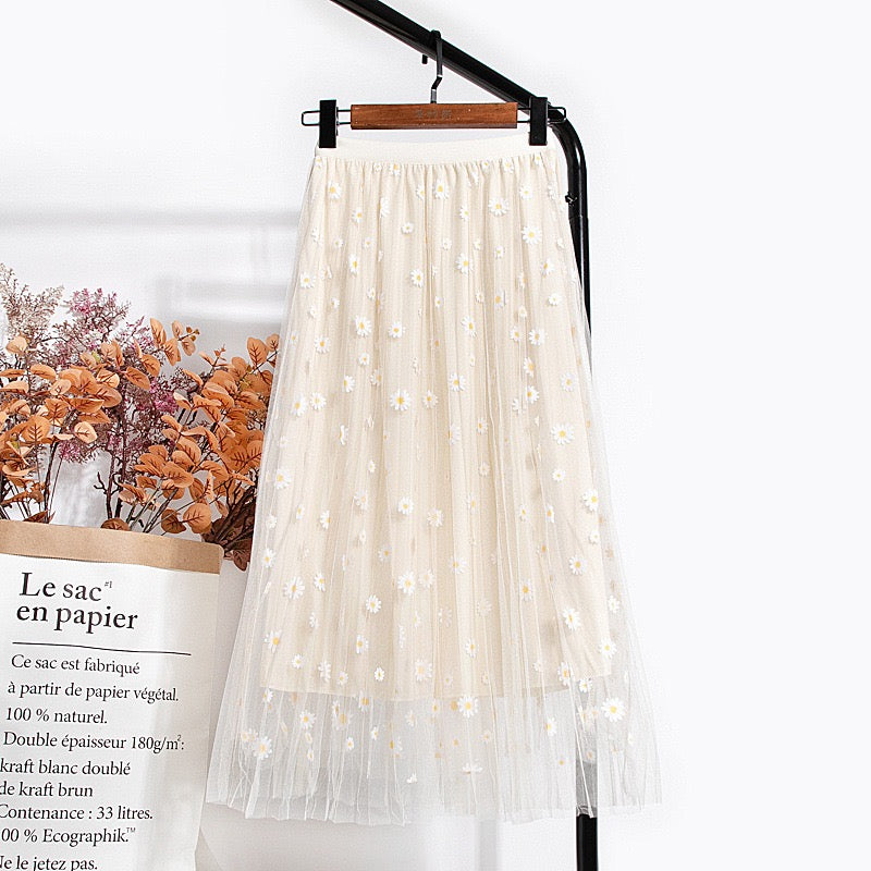 Nouveau style, double maille, jupe trapèze taille haute Daisy, jupe mi-longue 3589