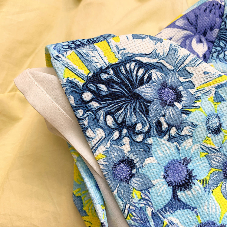 Sens de la peinture à l'huile de Van Gogh, demi-jupe à imprimé frais, jupe portefeuille à la hanche 3593