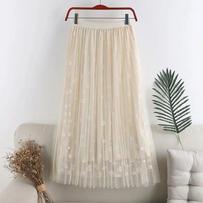 Nouveau style, double maille, jupe trapèze taille haute Daisy, jupe mi-longue 3589