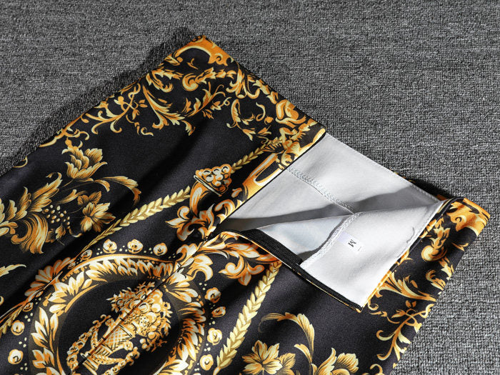 Robe Boydon à imprimé vintage, jupe fendue slim mode femme 3541