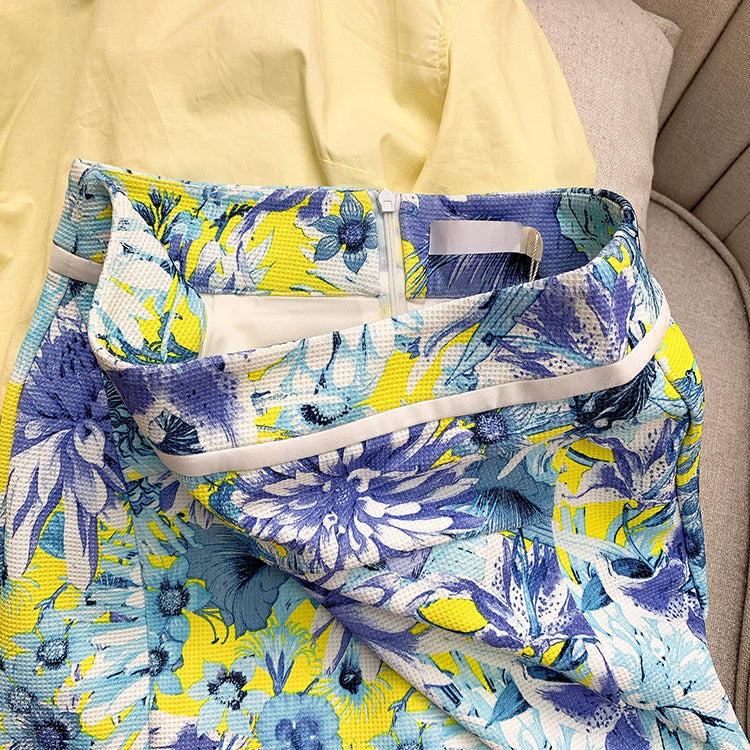 Sens de la peinture à l'huile de Van Gogh, demi-jupe à imprimé frais, jupe portefeuille à la hanche 3593