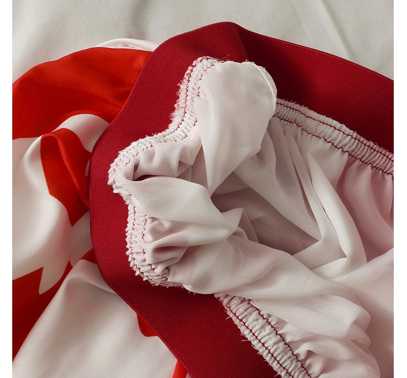 Jupe mi-longue à imprimé coeur, vent doux, jupe trapèze fine taille haute 3595