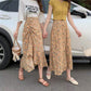 Midi floral skirt, new style, high waist, drawstring fishtail A-line skirt  3652