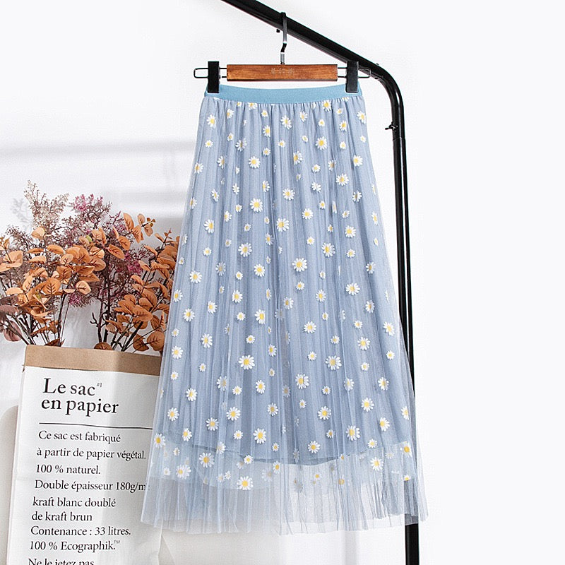 Nouveau style, double maille, jupe trapèze taille haute Daisy, jupe mi-longue 3589