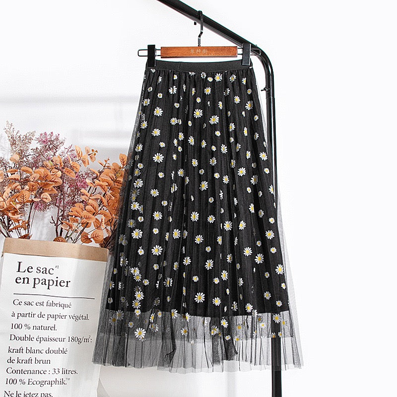 Nouveau style, double maille, jupe trapèze taille haute Daisy, jupe mi-longue 3589