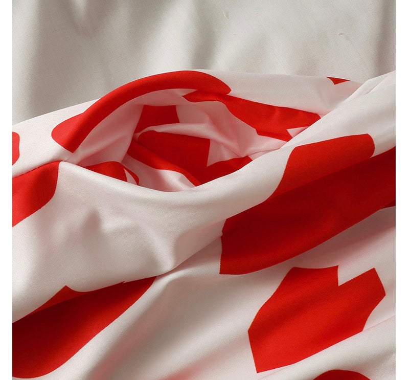 Jupe mi-longue à imprimé coeur, vent doux, jupe trapèze fine taille haute 3595