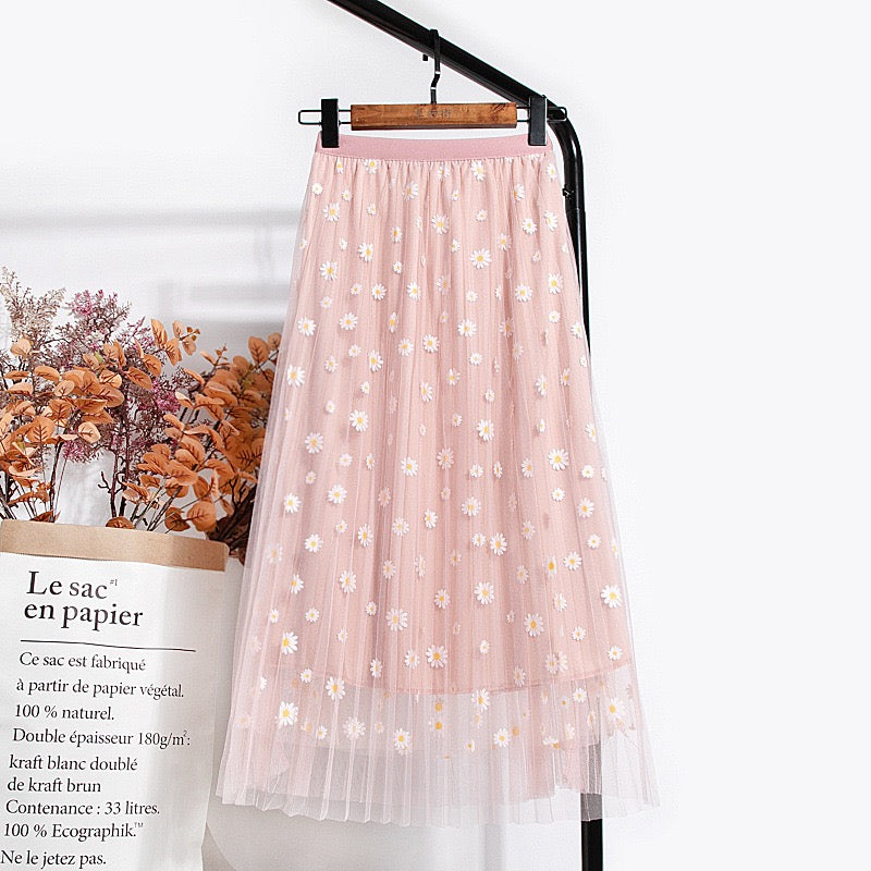 Nouveau style, double maille, jupe trapèze taille haute Daisy, jupe mi-longue 3589